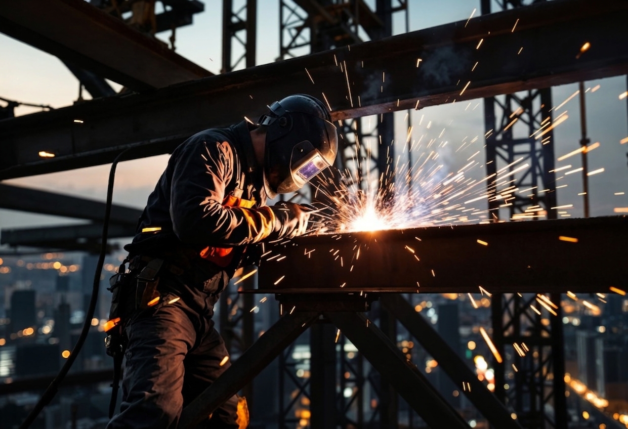 Planta industrial com tubulações e estruturas metálicas